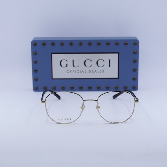 Gucci GG1352O 004 Rectangle Eyeglasses - Gold/Dark Havana 53mm - Picture 4 of 12